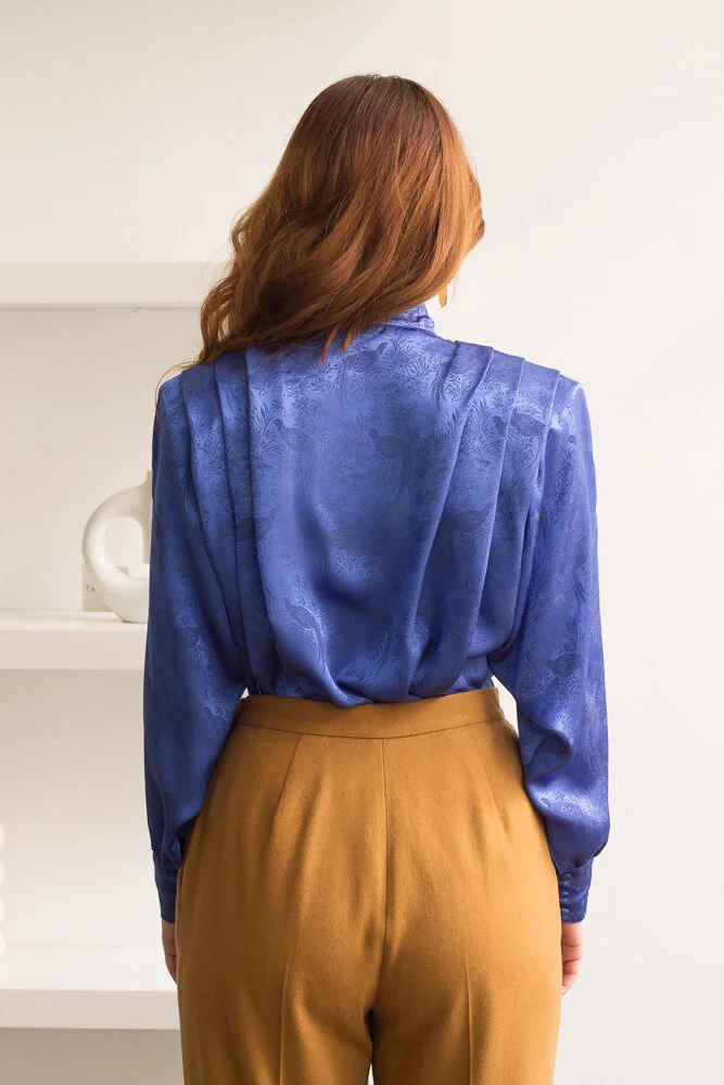 1980s Exaggerated Shoulder Jacquard Blouse — Wayward Collection